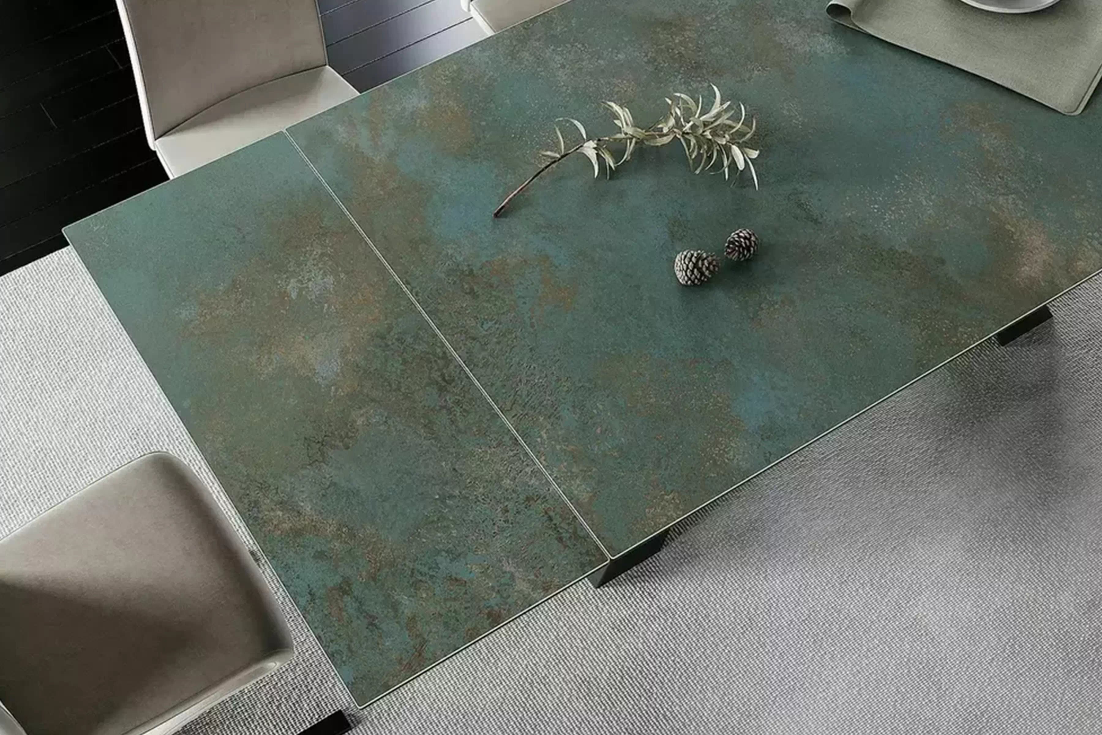 Rozkladací stôl Zanivo 160-240x90 cm keramický - tyrkysový mramor / čierny Stôl rozkladany Zanivo 160-240x90 cm ceramiczny - Tyrkysová mramor / Čierny