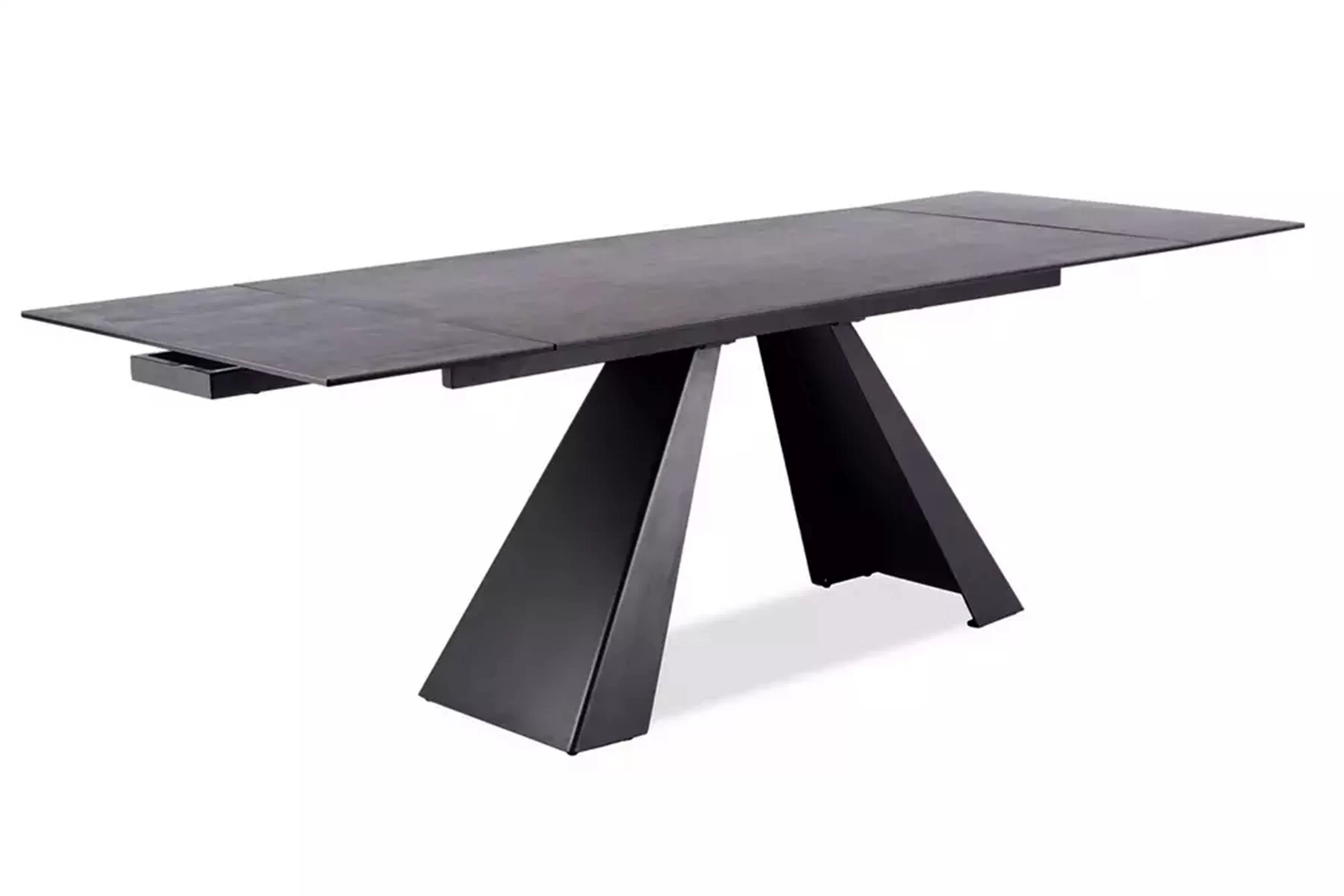 Rozkladací jedálenský stôl Zanivo 180-260x90 cm - sivý mramor / čierna Stôl rozkladany Zanivo 180-260x90 cm ceramiczny - šedý mramor / Čierny