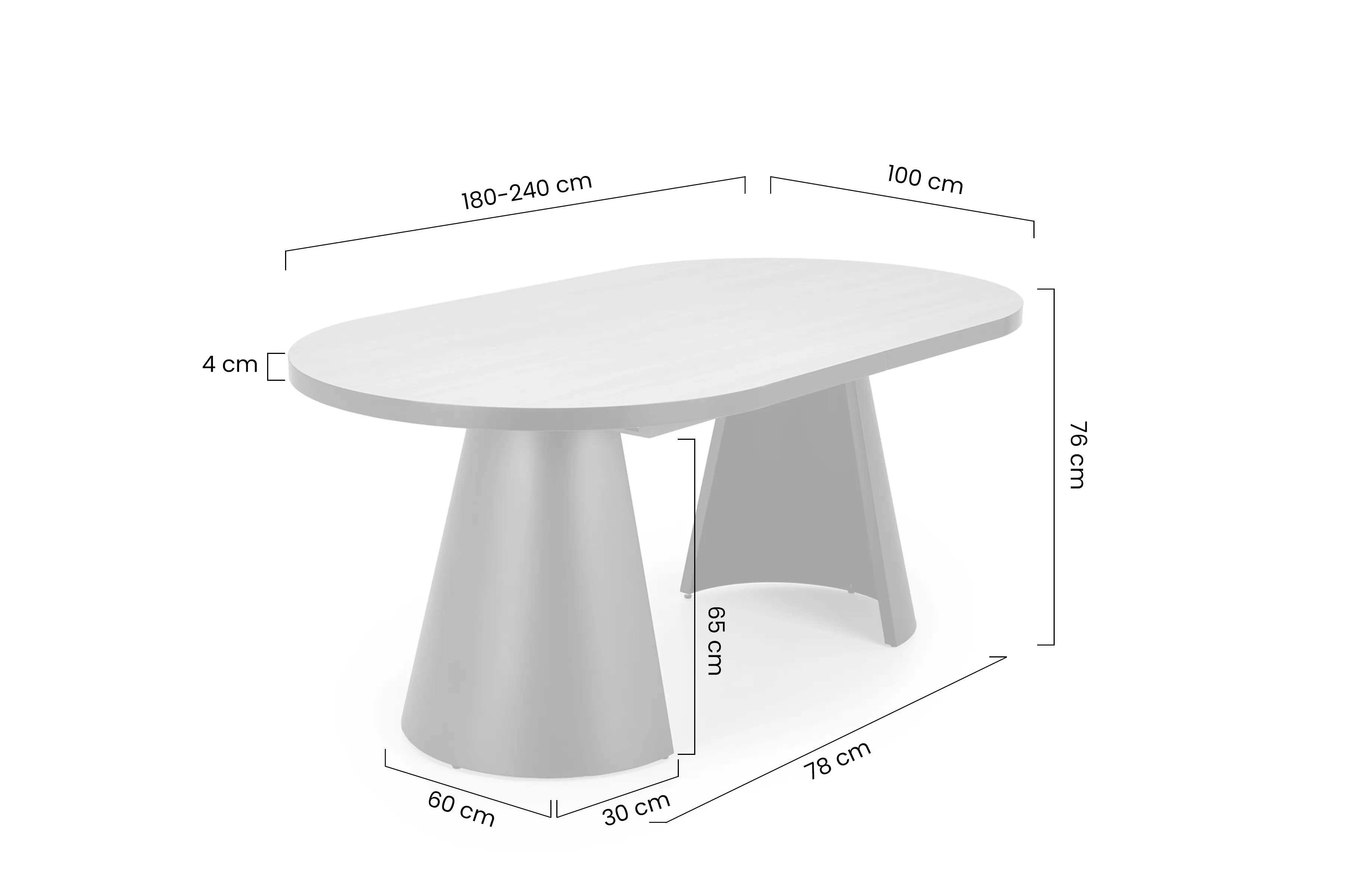 Rozkládací stůl Zavio 180-240x100 cm - přírodní / černé nohy Stůl rozkladany Zavio 180-240x100 cm - přírodní / černé nožičky