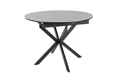 Biely matný rozkladací stôl Zinvero 100-135x100 cm keramický / čierny