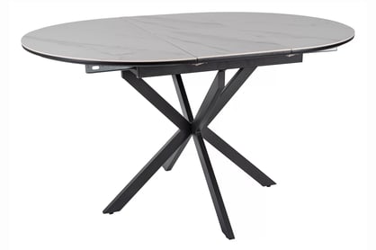 Biely matný rozkladací stôl Zinvero 100-135x100 cm keramický / čierny Stôl rozkladany Zinvero 100-135x100 cm ceramiczny - biely mat / Čierny