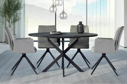 Rozkladací stôl Zinvero 100-135x100 cm keramický - čierny mat / čierny Stôl rozkladany Zinvero 100-135x100 cm ceramiczny - Čierny mat / Čierny