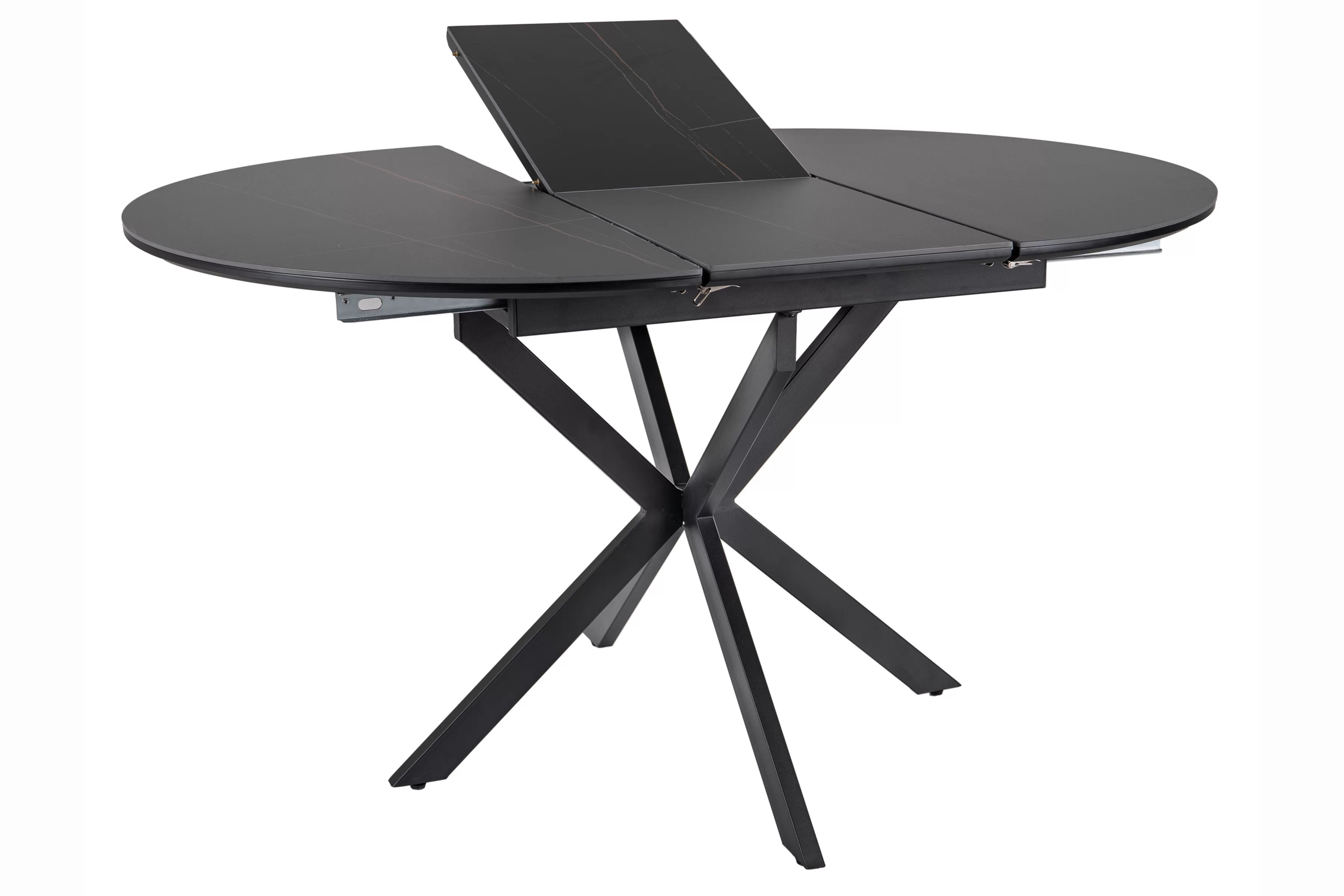 Rozkladací stôl Zinvero 100-135x100 cm keramický - čierny mat / čierny Stôl rozkladany Zinvero 100-135x100 cm ceramiczny - Čierny mat / Čierny