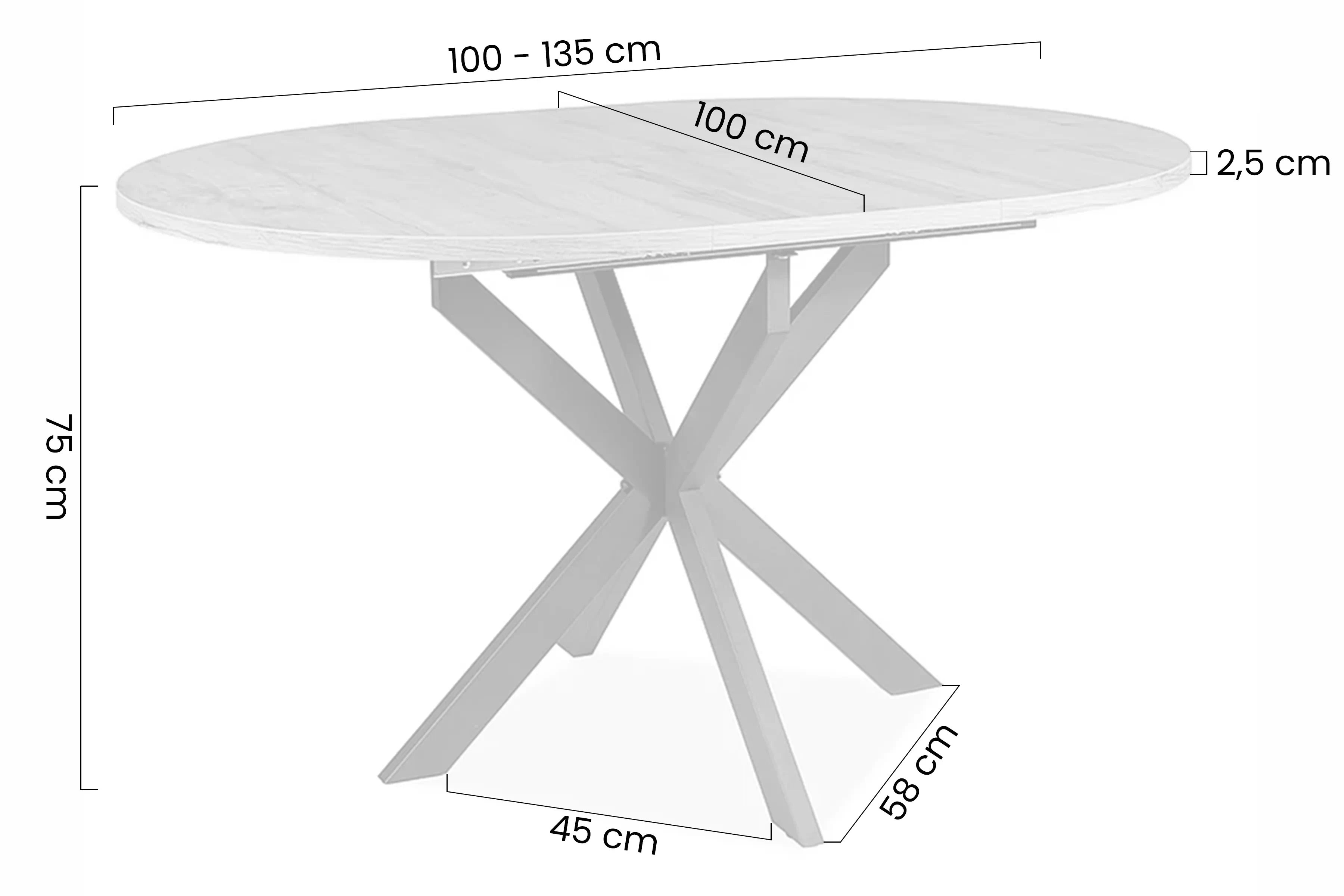Rozkladací stôl Zinvero 100-135x100 cm keramický - matná šedá / čierna Stôl rozkladany Zinvero 100-135x100 cm ceramiczny - šedý mat / Čierny