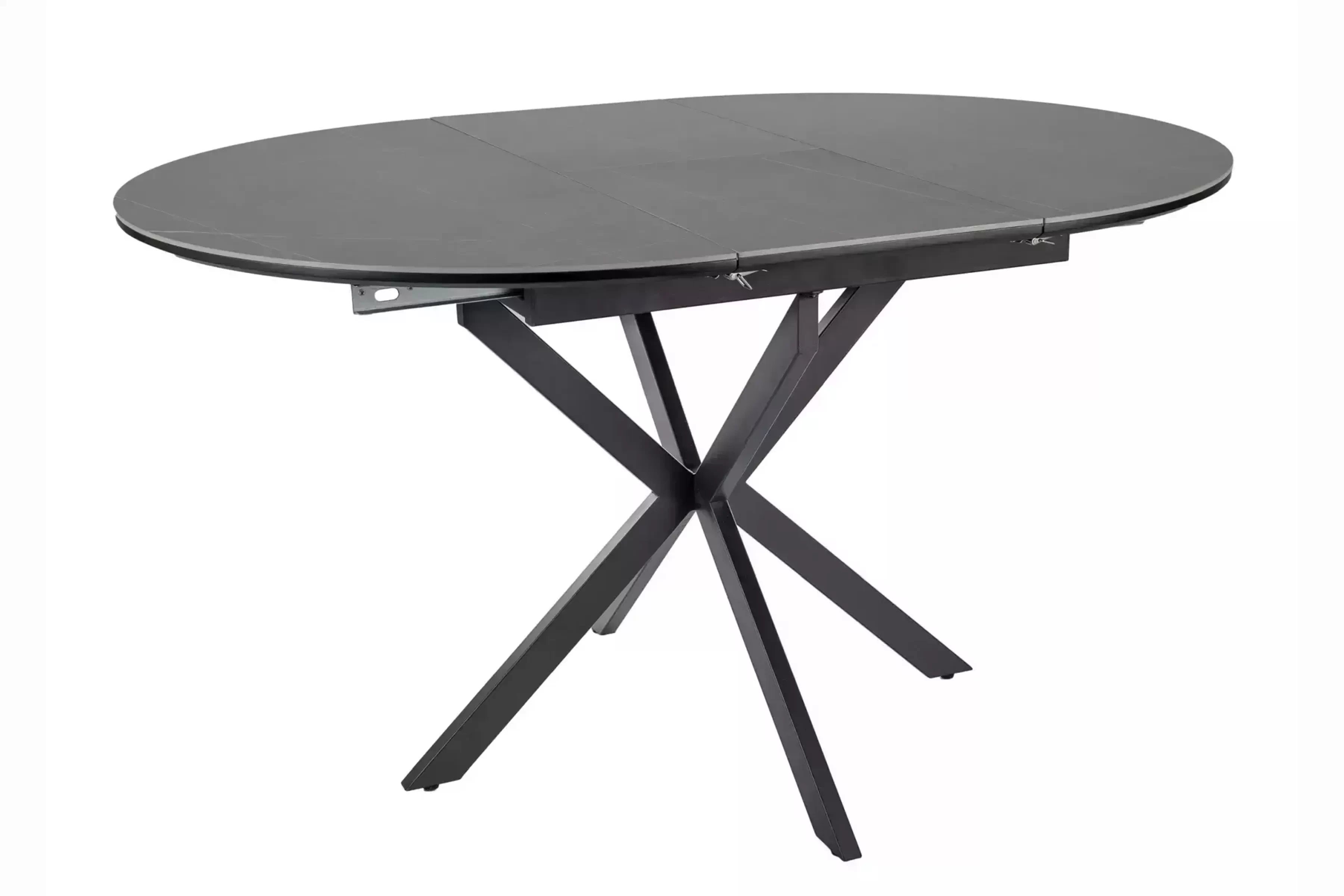 Rozkladací stôl Zinvero 100-135x100 cm keramický - matná šedá / čierna Stôl rozkladany Zinvero 100-135x100 cm ceramiczny - šedý mat / Čierny