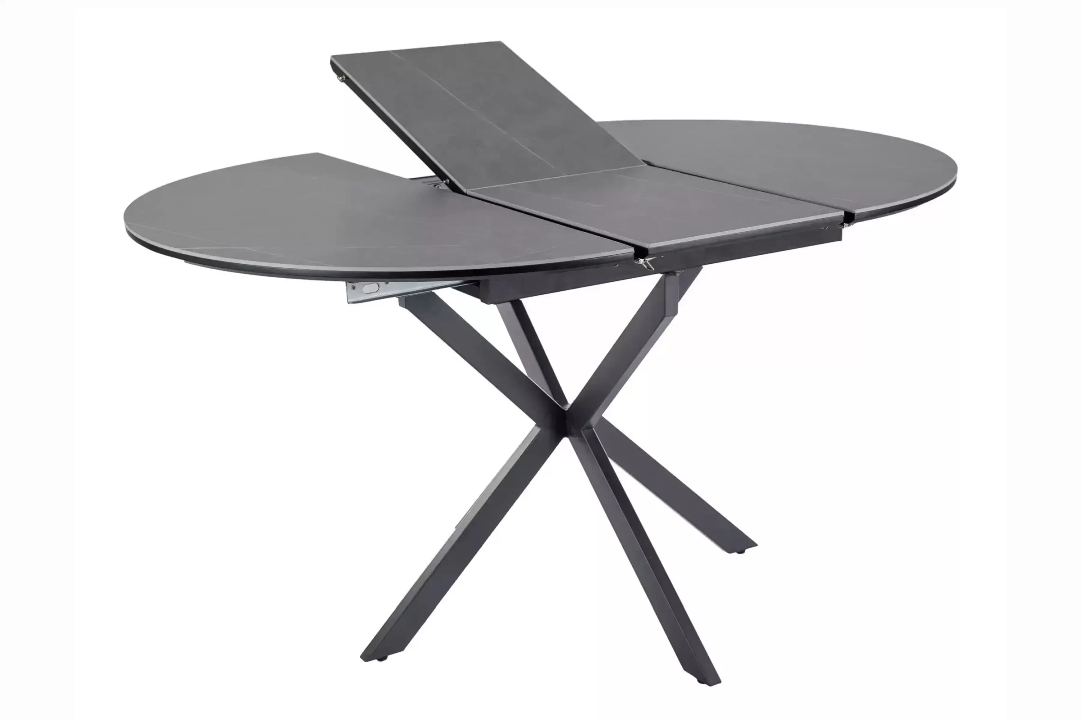 Rozkladací stôl Zinvero 100-135x100 cm keramický - matná šedá / čierna Stôl rozkladany Zinvero 100-135x100 cm ceramiczny - šedý mat / Čierny