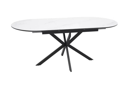 Rozkladací stôl Zinvero 140-180x100 cm keramický - matná biela / čierna