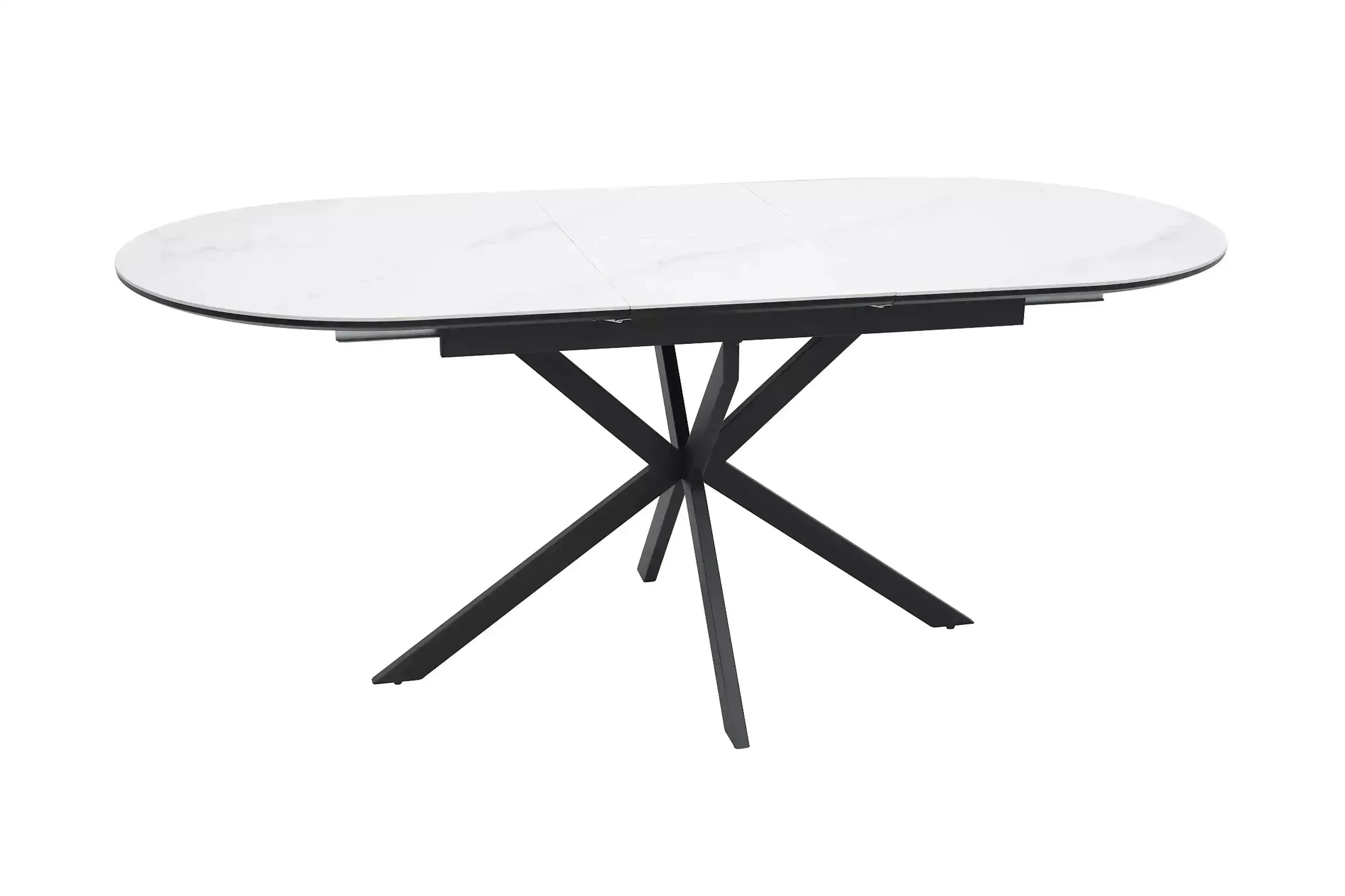 Rozkladací stôl Zinvero 140-180x100 cm keramický - matná biela / čierna Stôl rozkladany Zinvero 140-180x100 cm ceramiczny - biely mat / Čierny