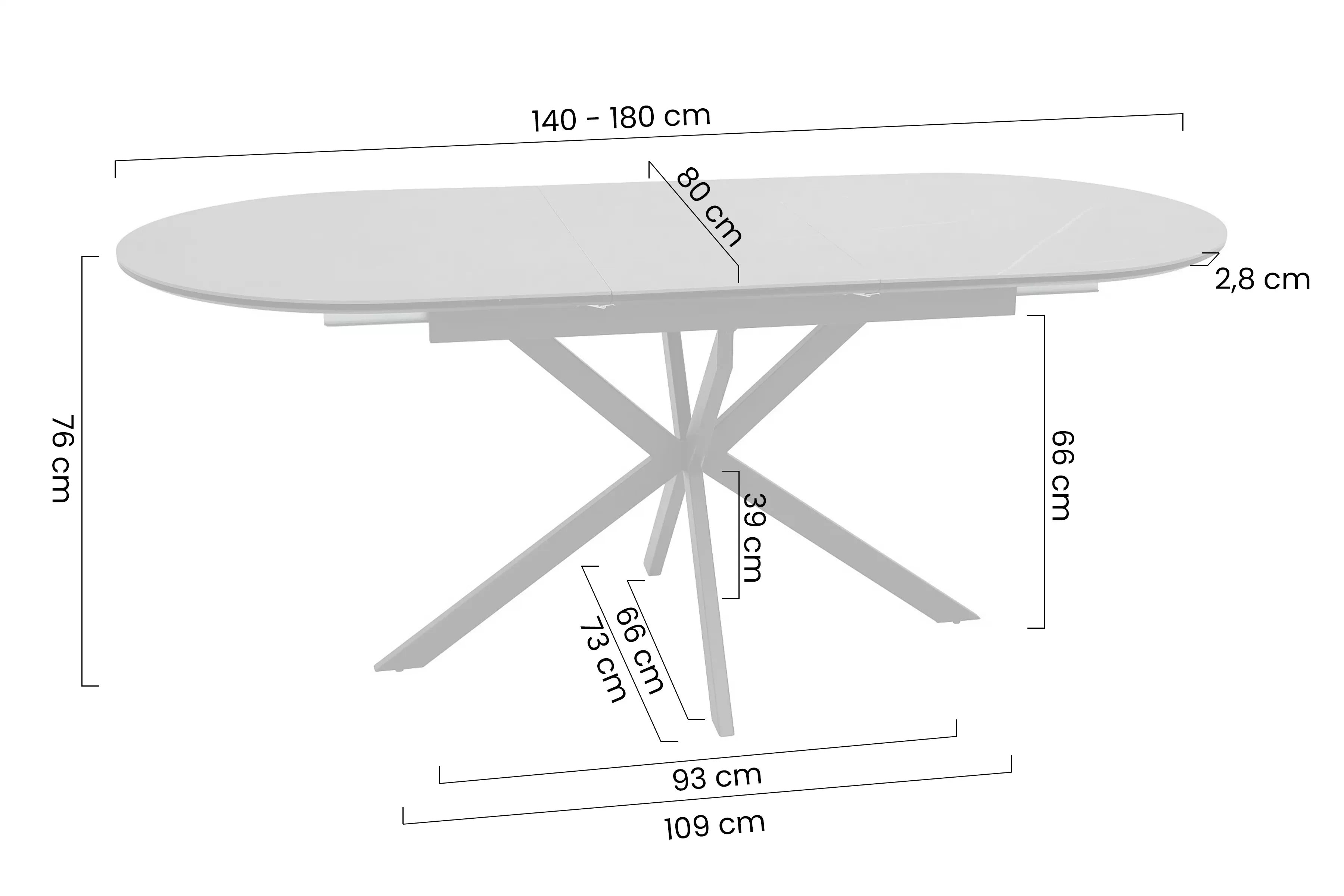 Rozkladací stôl Zinvero 140-180x100 cm keramický - matná biela / čierna Stôl rozkladany Zinvero 140-180x100 cm ceramiczny - biely mat / Čierny