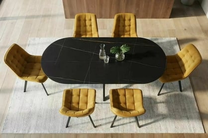 Rozkladací stôl Zinvero 140-180x100 cm keramický - matná čierna / čierna Stôl rozkladany Zinvero 140-180x100 cm ceramiczny - Čierny mat / Čierny