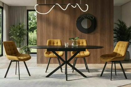 Rozkladací stôl Zinvero 140-180x100 cm keramický - matná čierna / čierna Stôl rozkladany Zinvero 140-180x100 cm ceramiczny - Čierny mat / Čierny