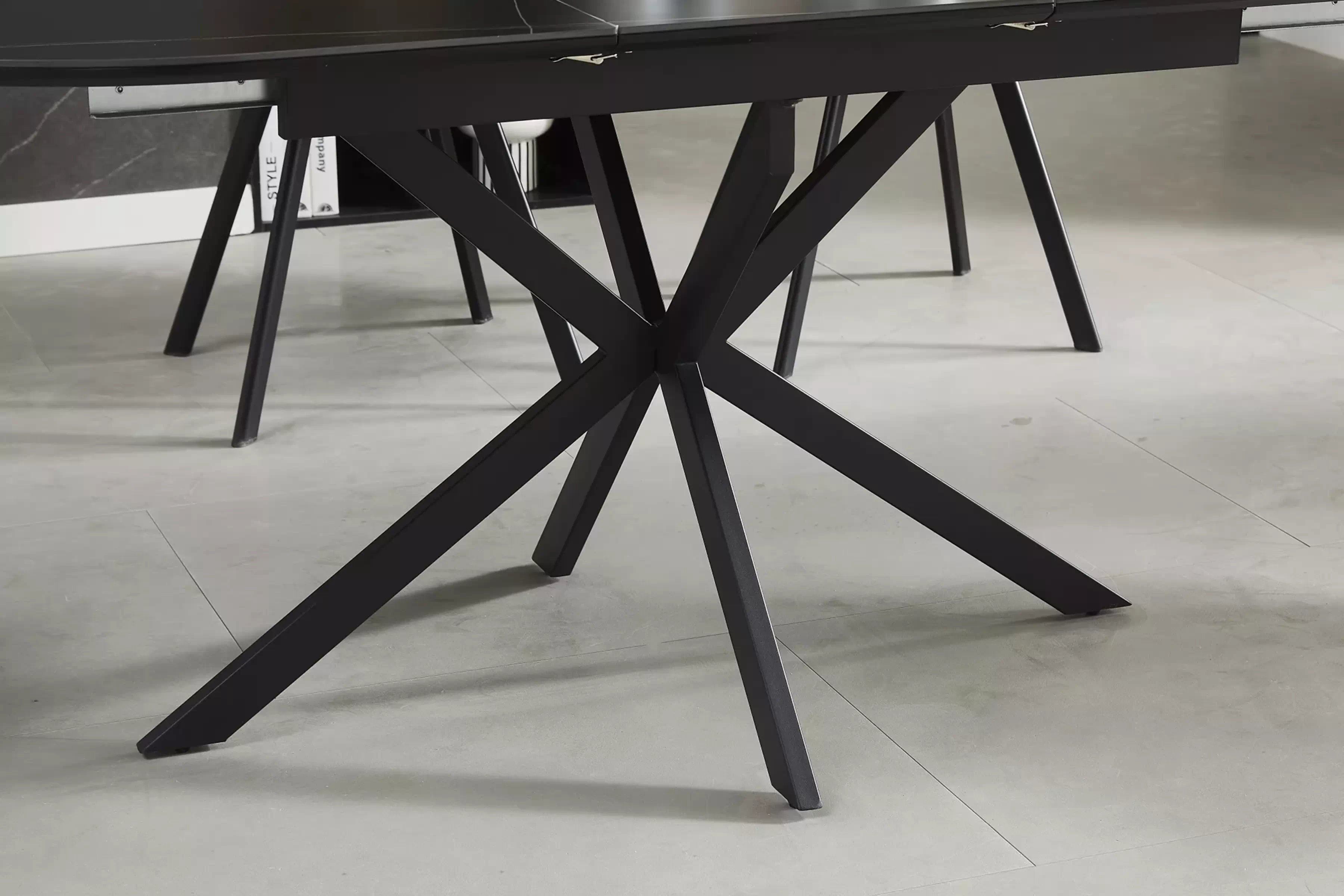 Rozkladací stôl Zinvero 140-180x100 cm keramický - matná čierna / čierna Stôl rozkladany Zinvero 140-180x100 cm ceramiczny - Čierny mat / Čierny