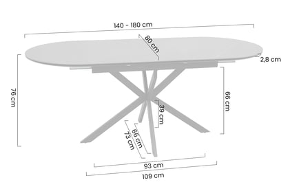 Rozkladací stôl Zinvero 140-180x100 cm keramický - matný sivý / čierny Stôl rozkladany Zinvero 140-180x100 cm ceramiczny - šedý mat / Čierny