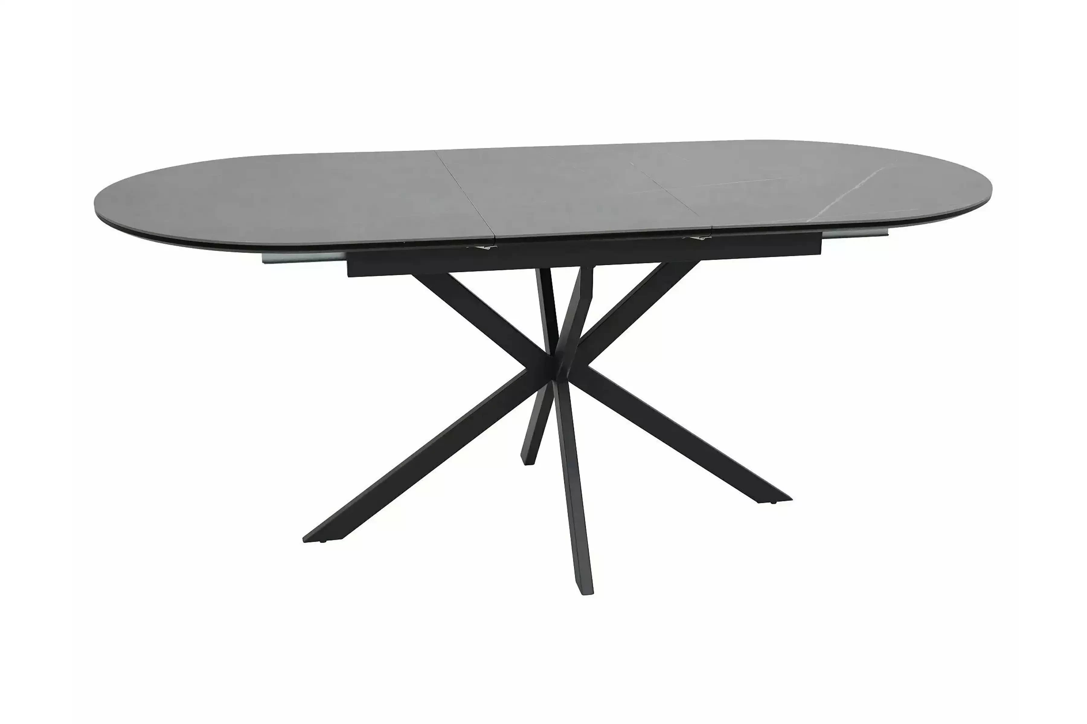 Rozkladací stôl Zinvero 140-180x100 cm keramický - matný sivý / čierny Stôl rozkladany Zinvero 140-180x100 cm ceramiczny - šedý mat / Čierny