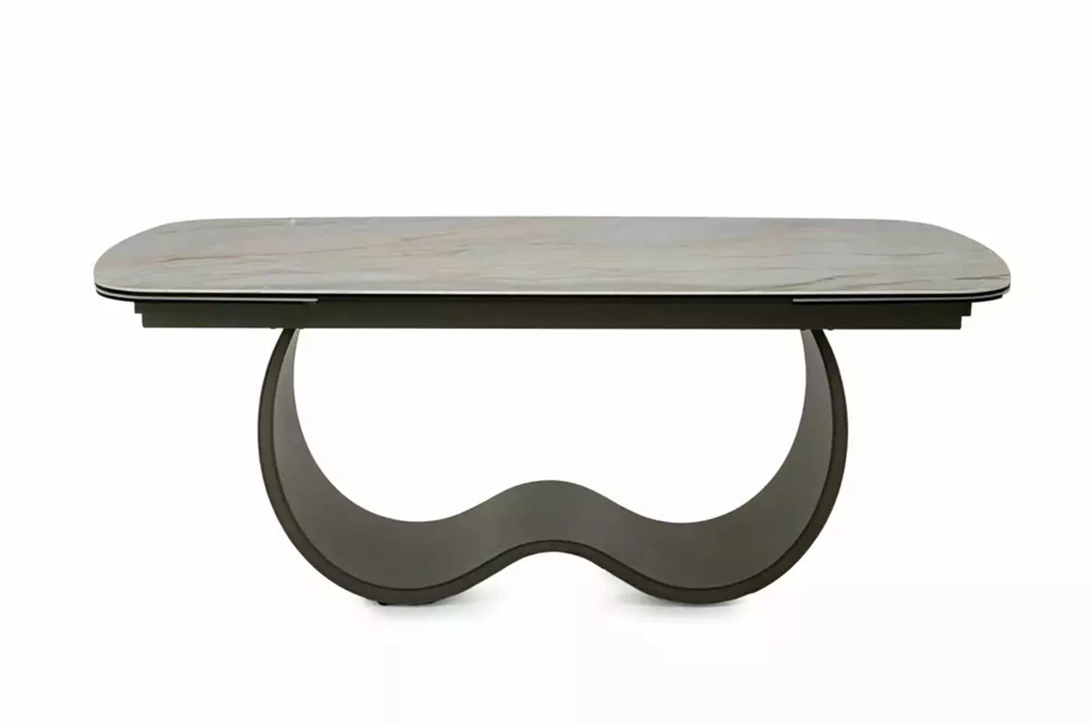 Rozkladací stôl Zorim 198-274x98 cm keramický - béžový lesk / meď Stôl rozkladany Zorim 198-274x98 cm ceramiczny - Béžová lesk / miedz