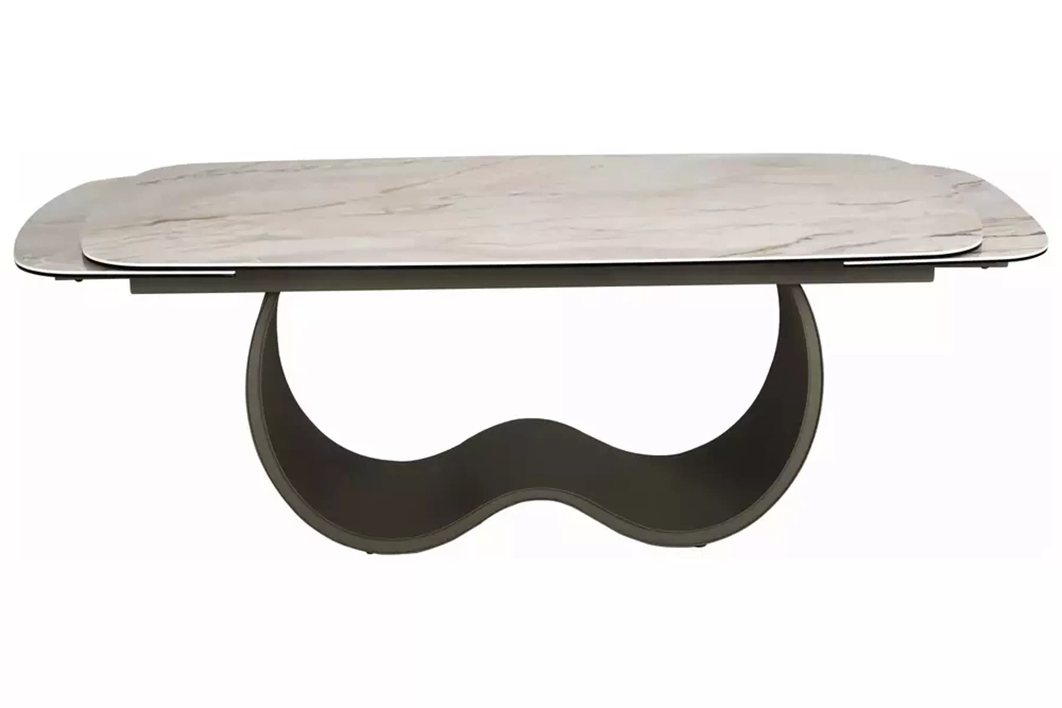 Rozkladací stôl Zorim 198-274x98 cm keramický - béžový lesk / meď Stôl rozkladany Zorim 198-274x98 cm ceramiczny - Béžová lesk / miedz