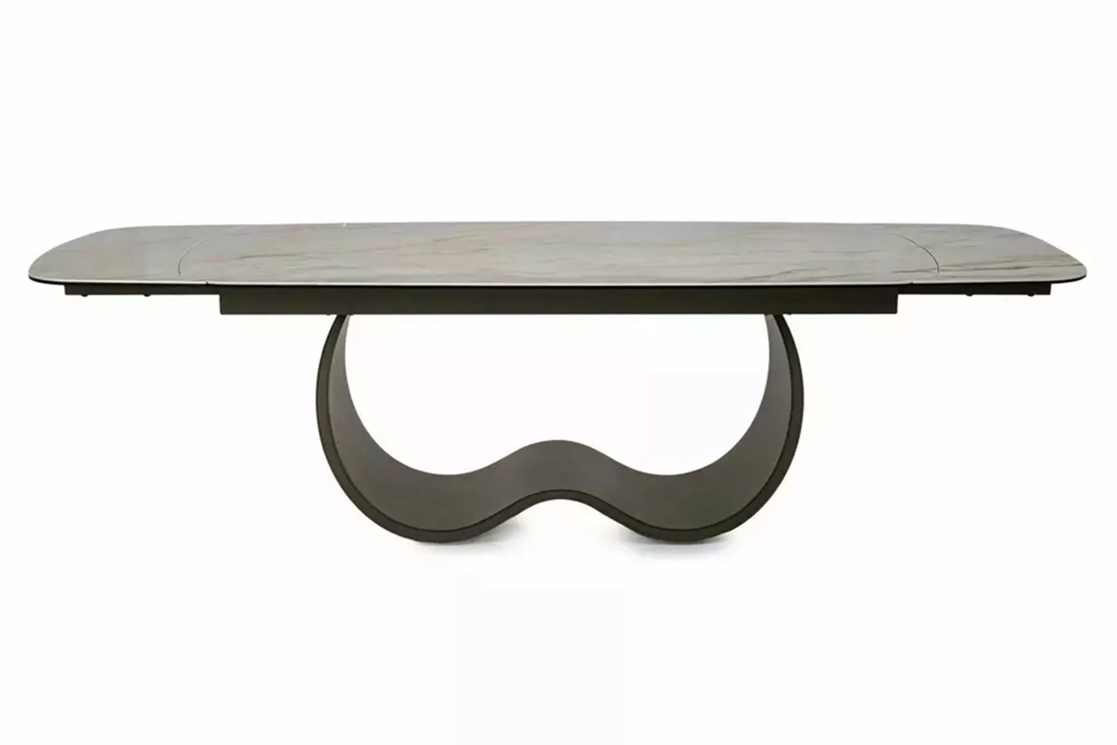 Rozkladací stôl Zorim 198-274x98 cm keramický - béžový lesk / meď Stôl rozkladany Zorim 198-274x98 cm ceramiczny - Béžová lesk / miedz