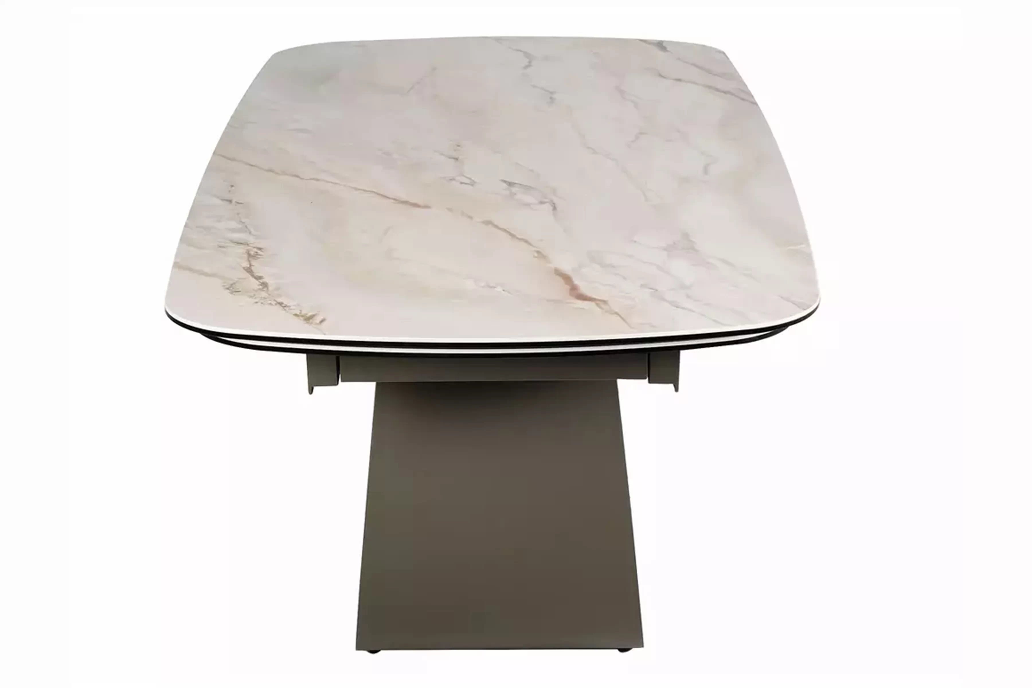 Rozkladací stôl Zorim 198-274x98 cm keramický - béžový lesk / meď Stôl rozkladany Zorim 198-274x98 cm ceramiczny - Béžová lesk / miedz