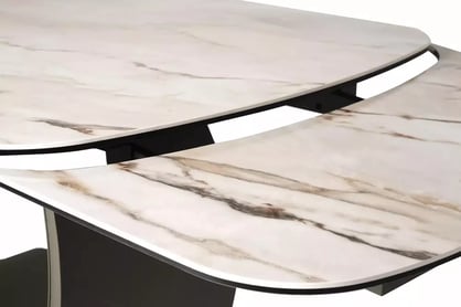 Rozkladací stôl Zorim 198-274x98 cm keramický - béžový lesk / meď Stôl rozkladany Zorim 198-274x98 cm ceramiczny - Béžová lesk / miedz