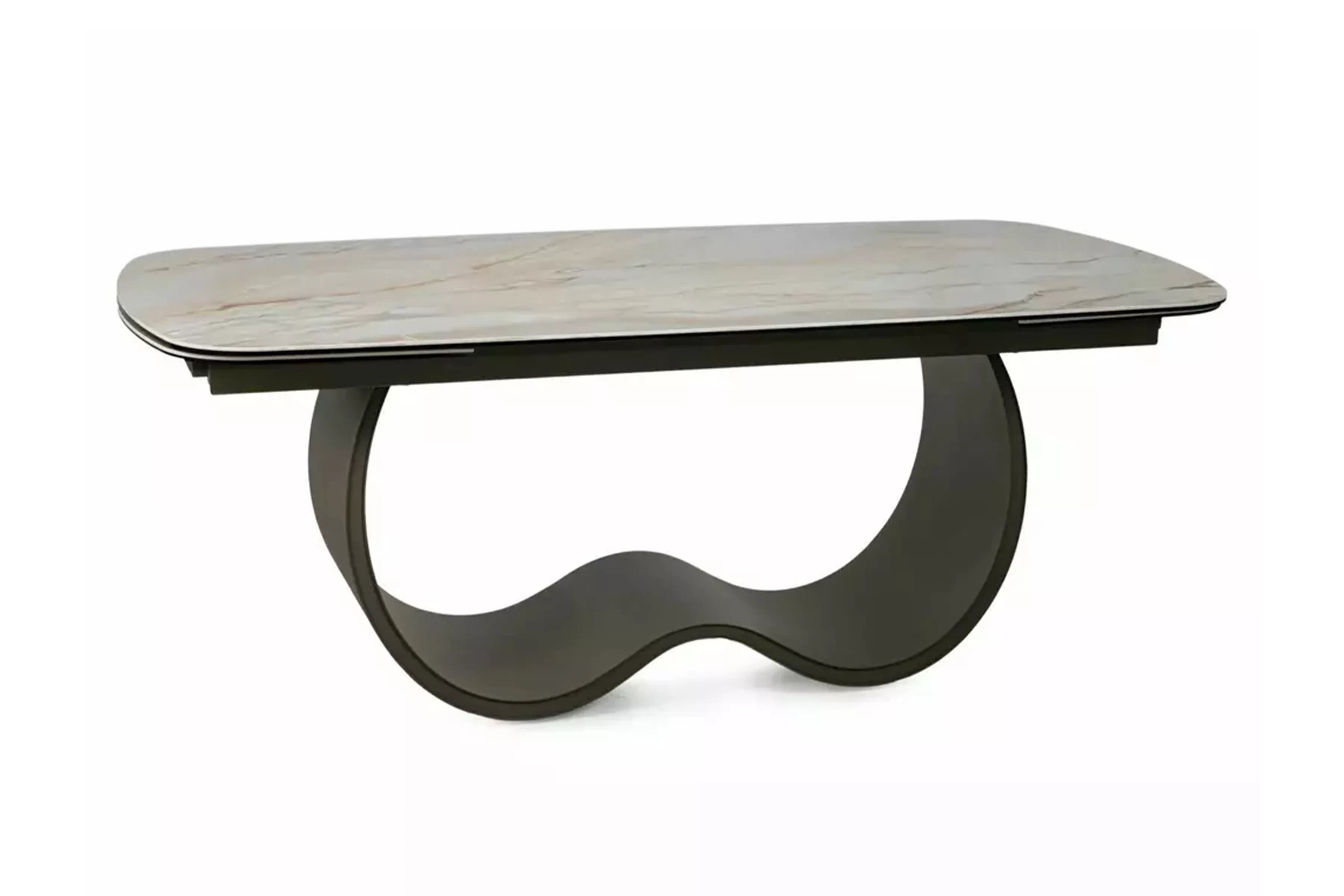 Rozkladací stôl Zorim 198-274x98 cm keramický - béžový lesk / meď Stôl rozkladany Zorim 198-274x98 cm ceramiczny - Béžová lesk / miedz