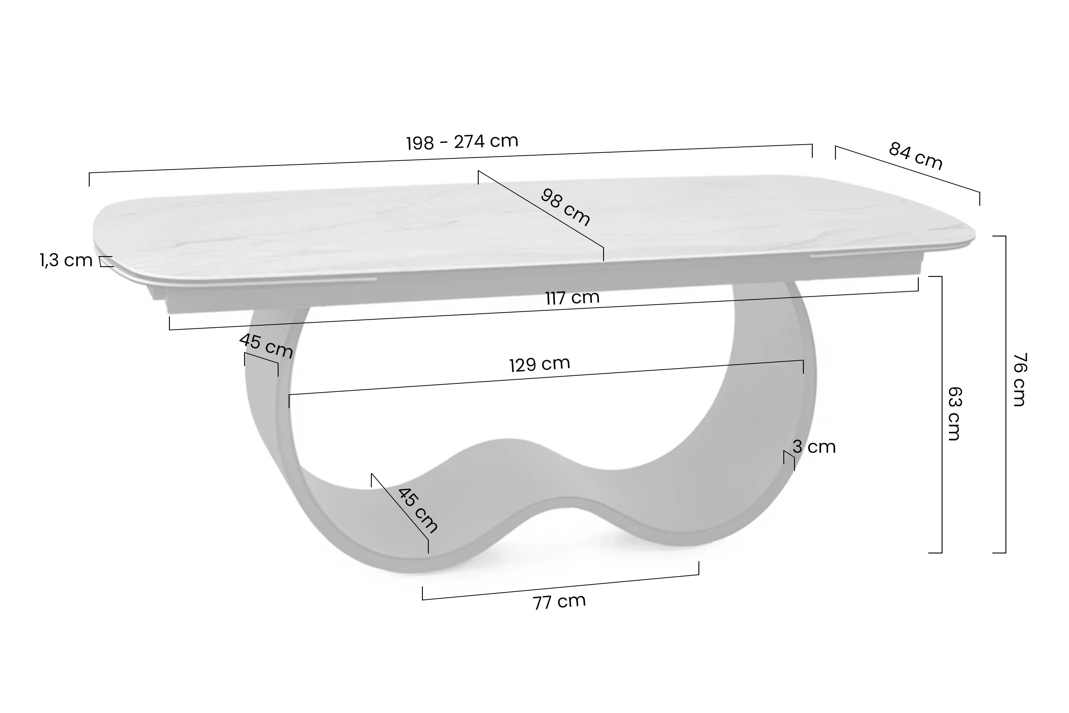 Rozkladací stôl Zorim 198-274x98 cm keramický - béžový lesk / meď Stôl rozkladany Zorim 198-274x98 cm ceramiczny - Béžová lesk / miedz