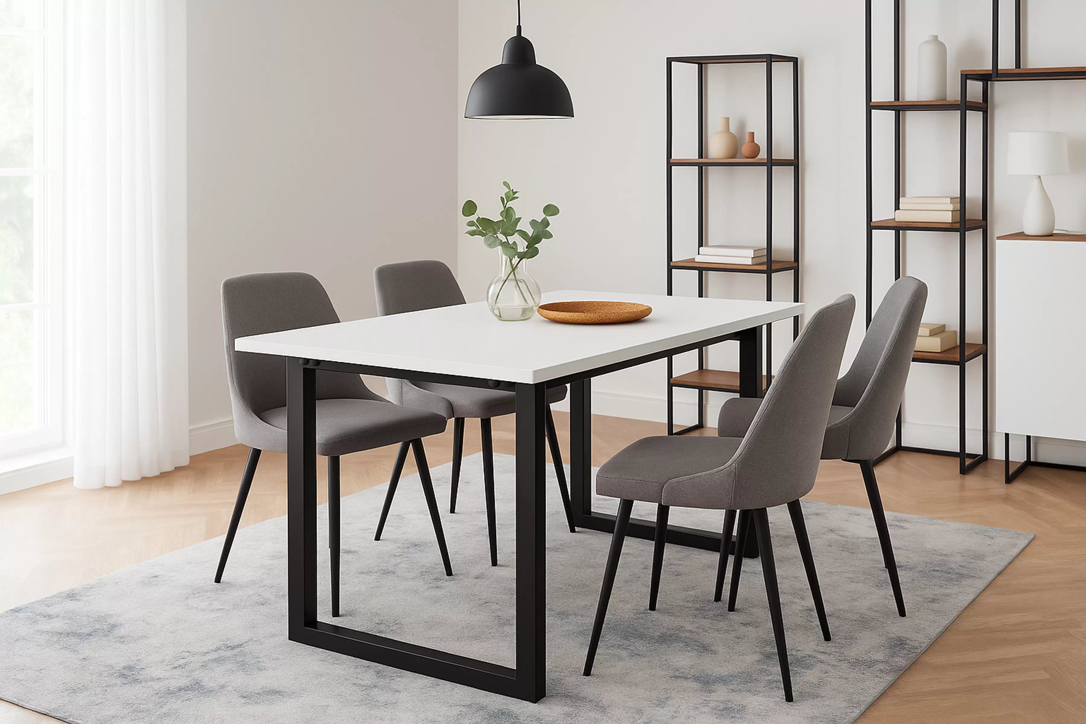 Obdĺžnikový stôl Temir 138x80 cm - arktická biela Stôl Temir loftowy do jedálne - Biela arktyczna