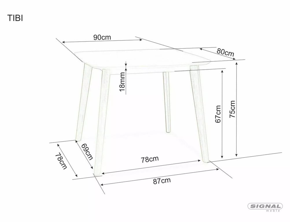 Jídelní stůl Tibi 90x80 cm - bílá / bělený dub stOL tibi biaLy/dab bielony 90x80