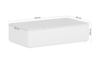 Konferenční stolek Amilio 100 cm s šuplíky - kašmír / olejovaný dub Kávový stolek Amilio 100 cm s šuplíky v barvě kašmír s olejovanou dubovou deskou.