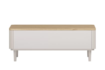 Konferenční stolek Amilio 100 cm s šuplíky na nožkách - kašmír / olejovaný dub Konferenční stolek Amilio 100 cm kasmírový s dřevěnou deskou z olejovaného dubu