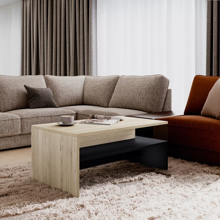 Konferenční stolek Baros 100x60 cm - san remo světlý / černá stolek kawowy Baros 99 - 100x60 cm - san remo světlý / černá