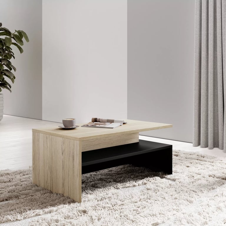 Konferenční stolek Baros 100x60 cm - san remo světlý / černá stolek kawowy Baros 99 - 100x60 cm - san remo světlý / černá