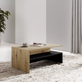 Konferenčný stolík Baros 99 - dub artisan / čierna - 100x60 cm Stolík kawowy Baros 99 z polka 100 cm - Dub artisan / Čierny