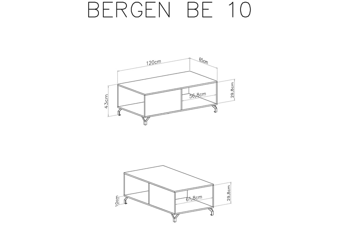 Konferenčný stolík Bergen 10 - biely Konferenčný stolík Bergen 10 - Biely - Rozmery