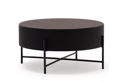 Konferenční stolek Corbi 80 cm do obývacího pokoje - tmavý ořech / černá matná