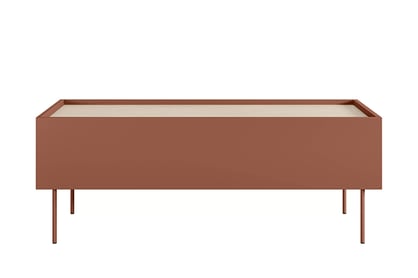 Kávový stolík Desin 120 cm so šuplíkmi - keramická červená / dub nagano Stolík kawowy Desin 120 cm so zásuvkami - ceramic red / Dub nagano