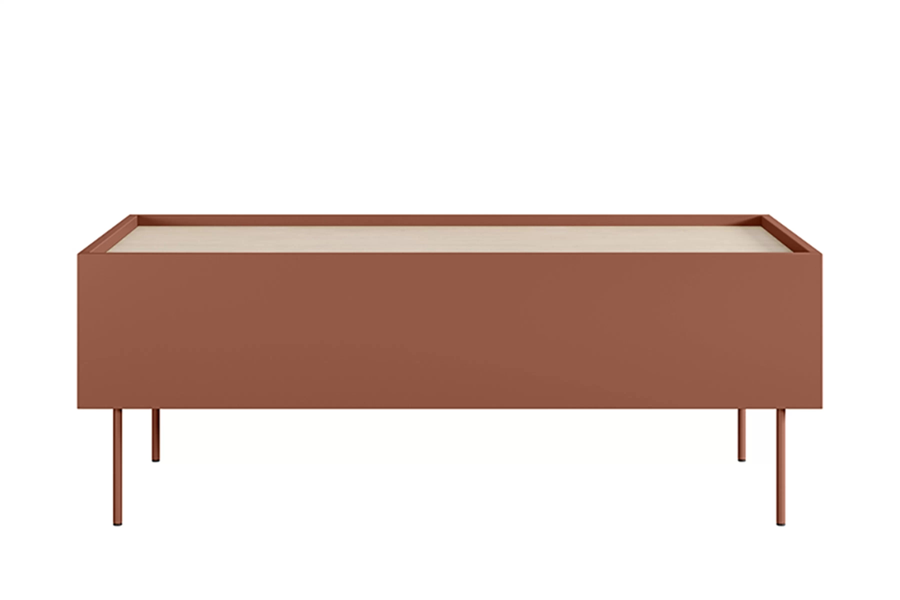 Kávový stolík Desin 120 cm so šuplíkmi - keramická červená / dub nagano Stolík kawowy Desin 120 cm so zásuvkami - ceramic red / Dub nagano