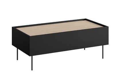 Čierny matný konferenčný stolík Desin 120 cm so zásuvkami - dub nagano