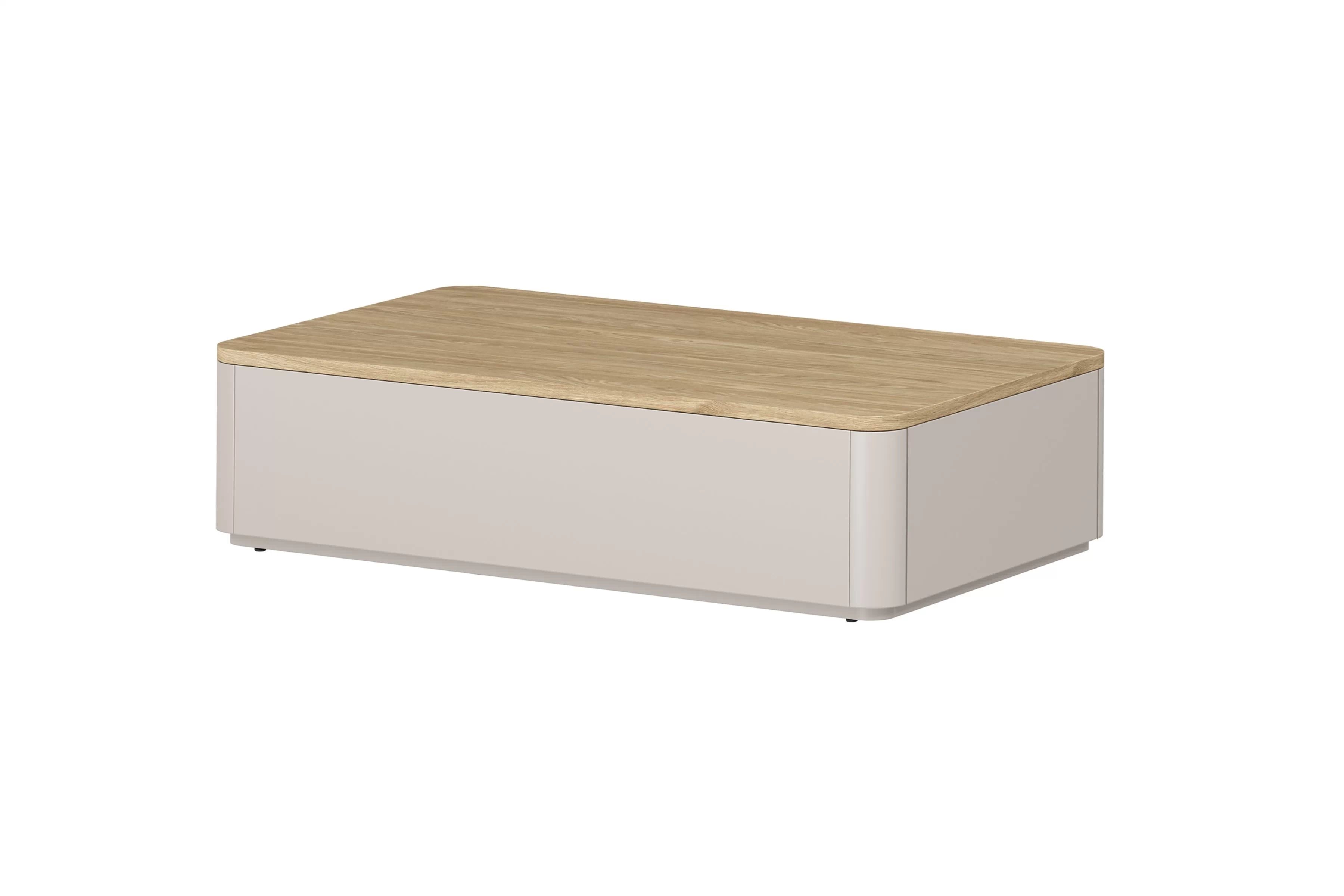 Konferenční stolek Elivo 100 cm - kašmírová / dub olejovaný stolek kawowy Elivo 100 cm se zásuvkami - kašmír / dub olejowany