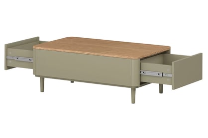 Konferenční stolek Elivo 100 cm se zásuvkami na nožkách - eukalyptus / dub baltic dune stolek kawowy Elivo 100 cm se zásuvkami na nožkách - eukaliptus / dub baltic dune