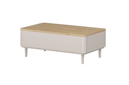 stolek kawowy Elivo 120 cm se zásuvkami na nožkách - kašmír / dub olejowany