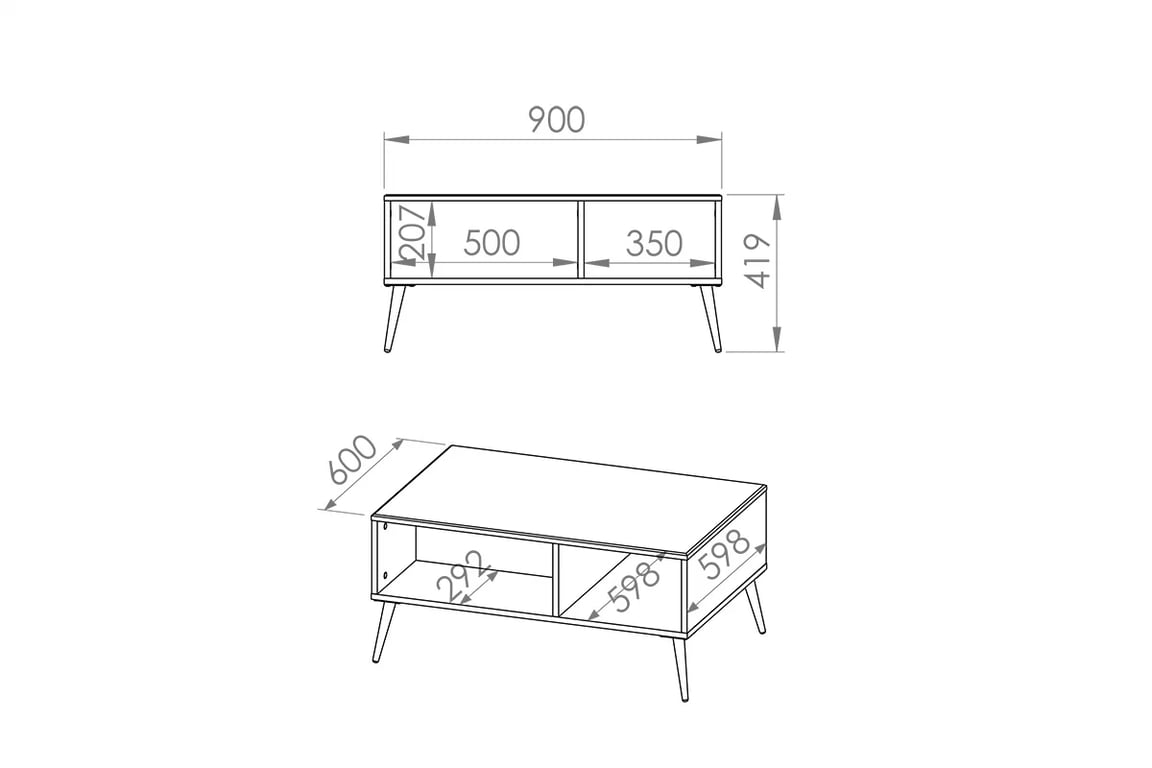 Stolík kawowy Riomi 08 z wnekami i metalowymi nogami 90 cm - Biely / zlote nožičky Stolík do izby