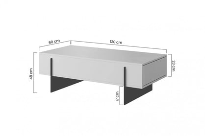 Konferenční stolek Larena se zásuvkami 120 cm - černý beton / černé nožky stolek kawowy Larena