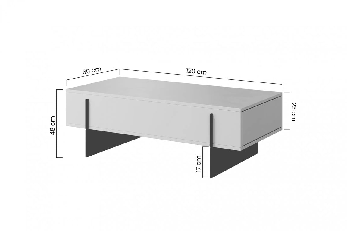 Konferenční stolek Larena se zásuvkami 120 cm - černý beton / černé nožky stolek kawowy Larena