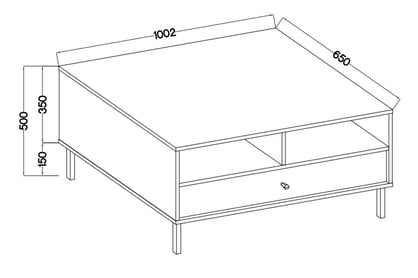 Konferenční stolek Lotina II 1S se zásuvkou 100x65 cm - eukalyptus / černé nožky stolek kawowy Lotina II 1S z szuflada 100x65 cm - eukaliptus / černá Nohy