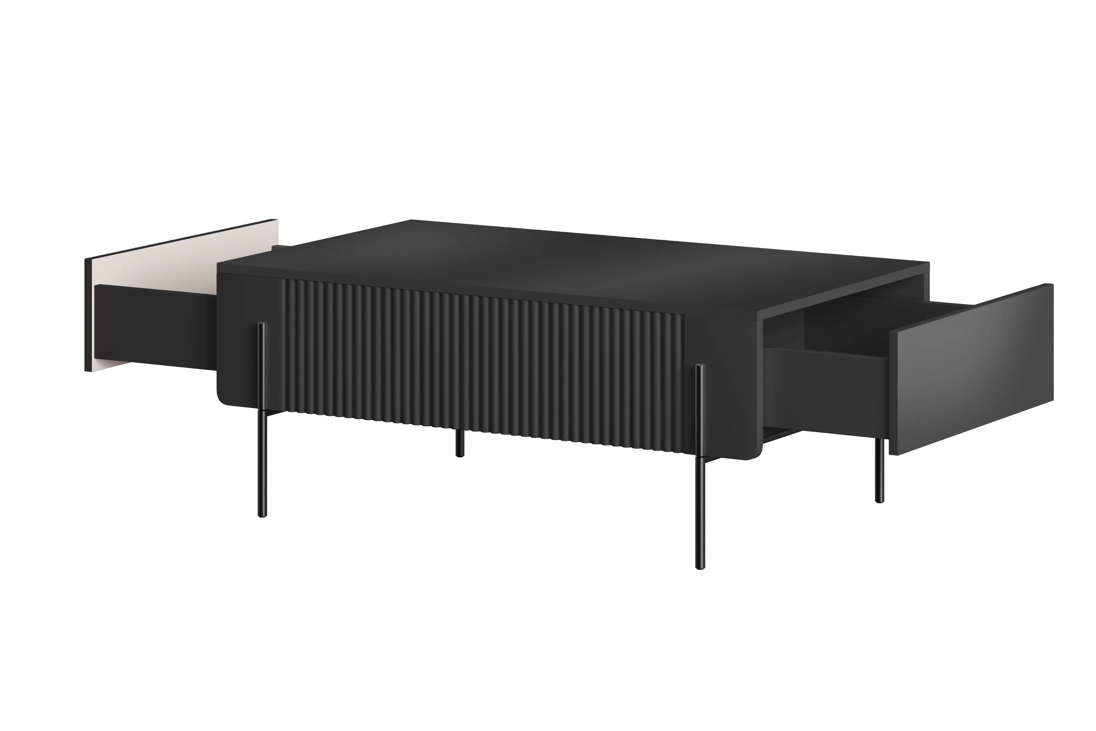 Konferenčný stolík Malmi 100 cm - čierny mat / čierna Stolík kawowy Malmi 100 cm so zásuvkami - Čierny mat / čierny nozki