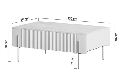 Konferenční stolek Malmi 100 cm se zásuvkami - kašmírová / crema bianca / černé nožky stolek kawowy Malmi 100 cm se zásuvkami - kašmír / crema bianca / černá nozki