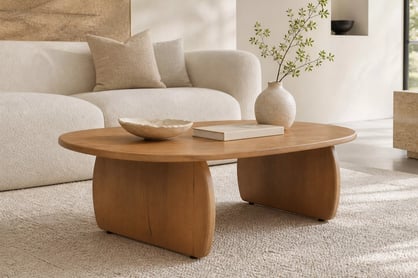 Ovalný konferenčný stolík Moku 110x70 cm - prírodné mango Stolík kawowy Moku owalny 110x70 cm - Drevo mango prírodné