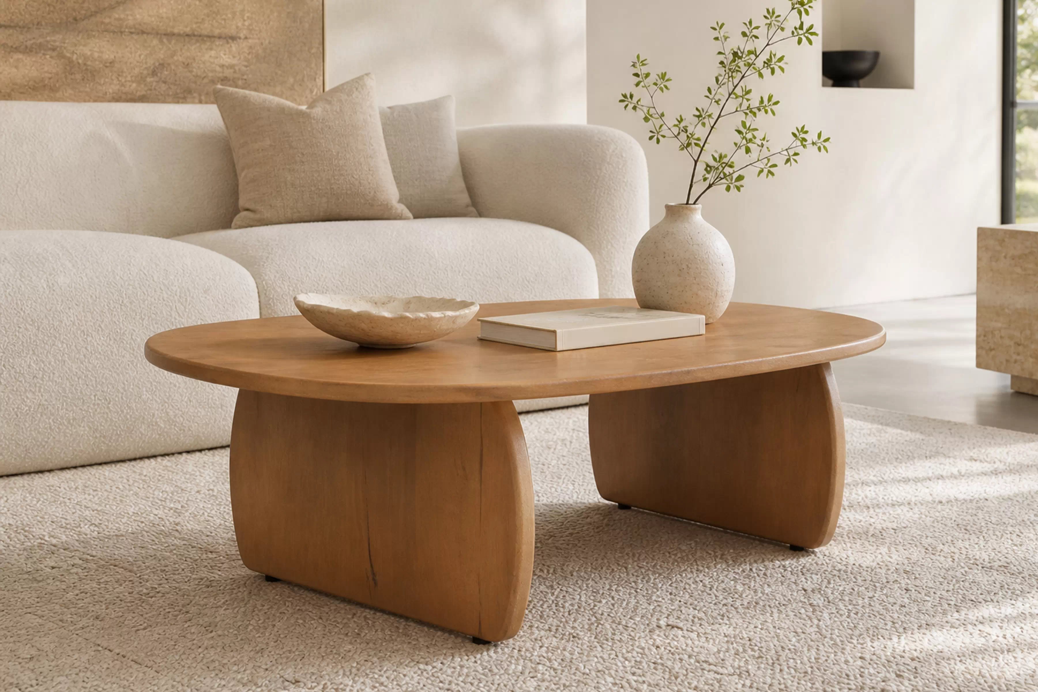 Ovalný konferenčný stolík Moku 110x70 cm - prírodné mango Stolík kawowy Moku owalny 110x70 cm - Drevo mango prírodné