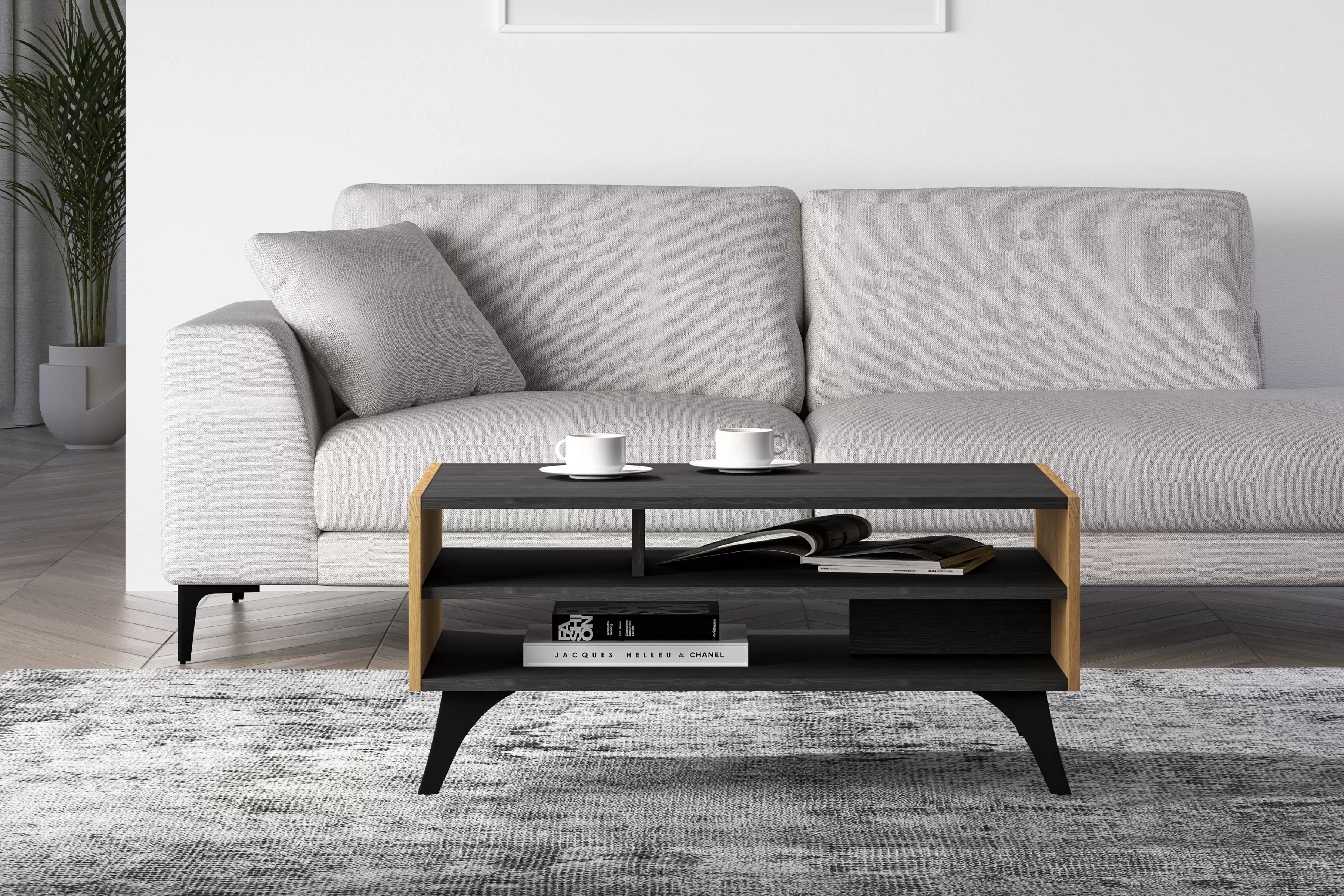 Konferenčný stolík Natina 07 90x60 cm - dub baltic dune / čierny jaseň portland Konferenčný stolík Natina 07 - 90x60 cm - Dub baltic dune / Jaseň portland Čierny