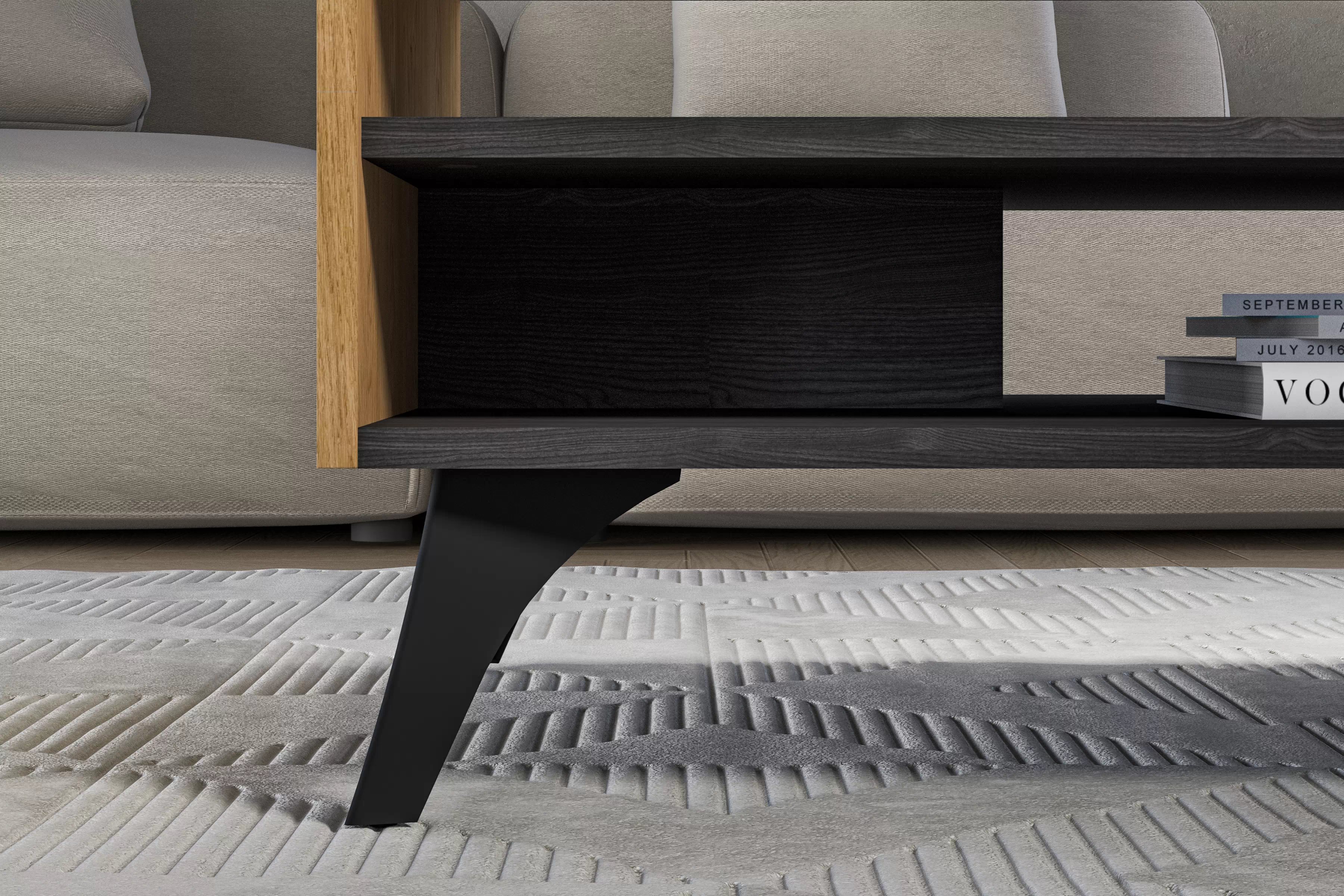 Konferenčný stolík Natina 07 90x60 cm - dub baltic dune / čierny jaseň portland Konferenčný stolík Natina 07 - 90x60 cm - Dub baltic dune / Jaseň portland Čierny